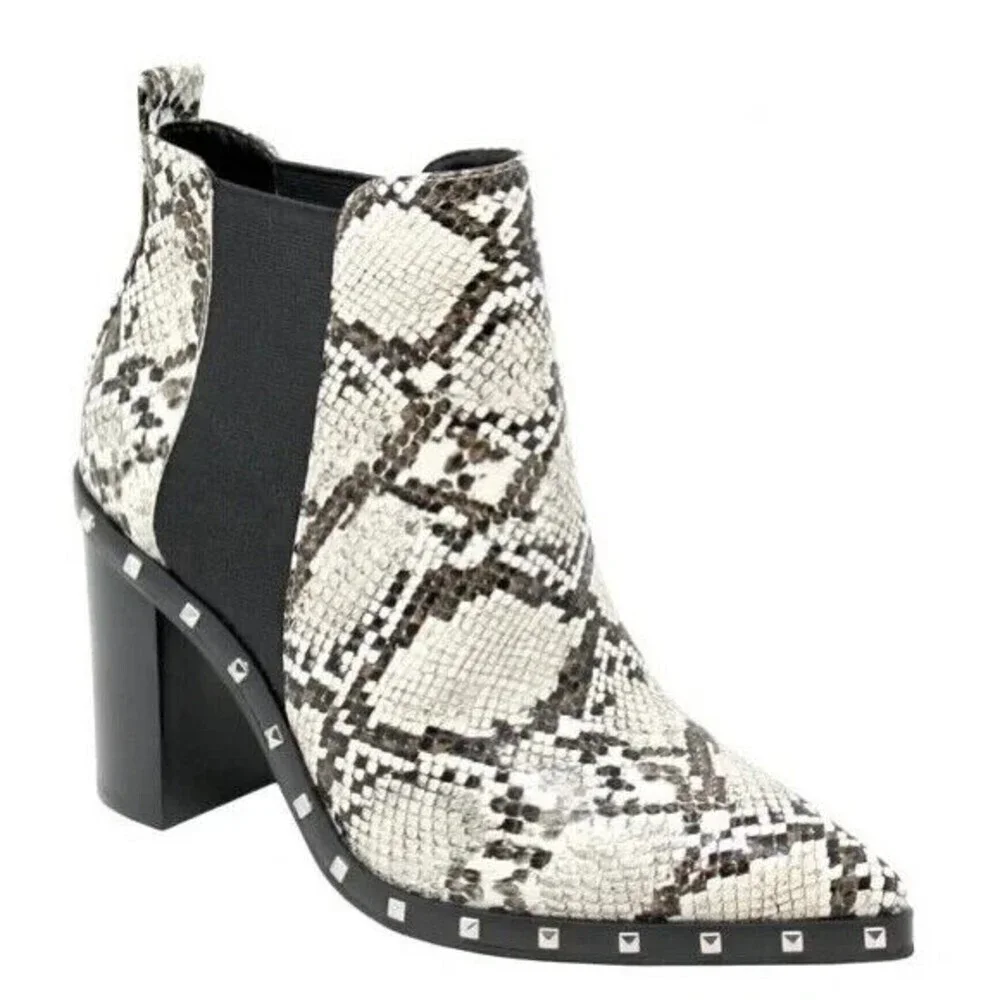 Charles by Charlrs David Women Snake Faux‎ Leather Duke Heel Ankle Booties 7.5